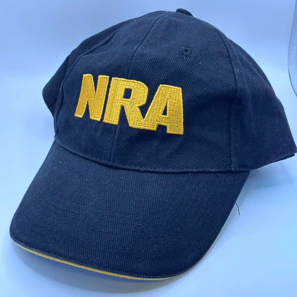 NRA‎ Baseball Cap Mens OSFA Black Yellow Embroidered USA Flag Patriotic Hat